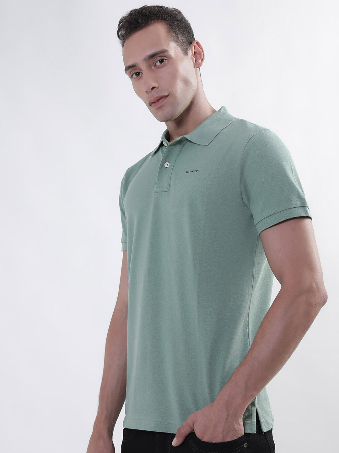 

GANT Polo Collar Cotton T-shirt, Sea green