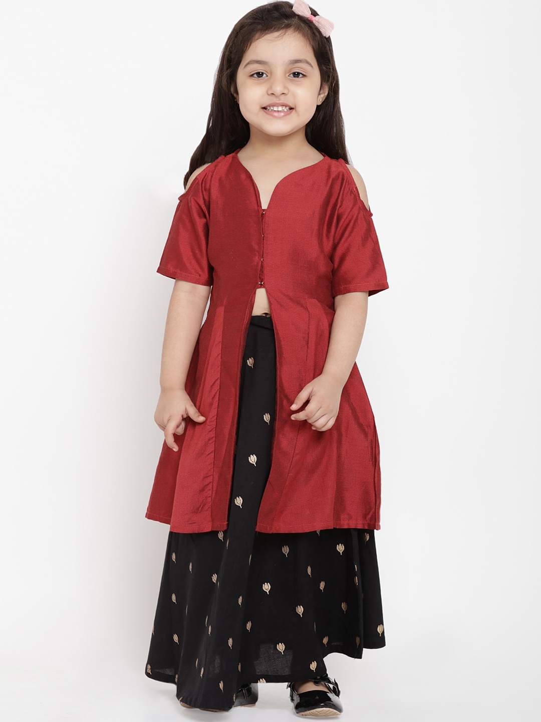 

Bitiya by Bhama Girls Solid Kurta with Skirt, Maroon