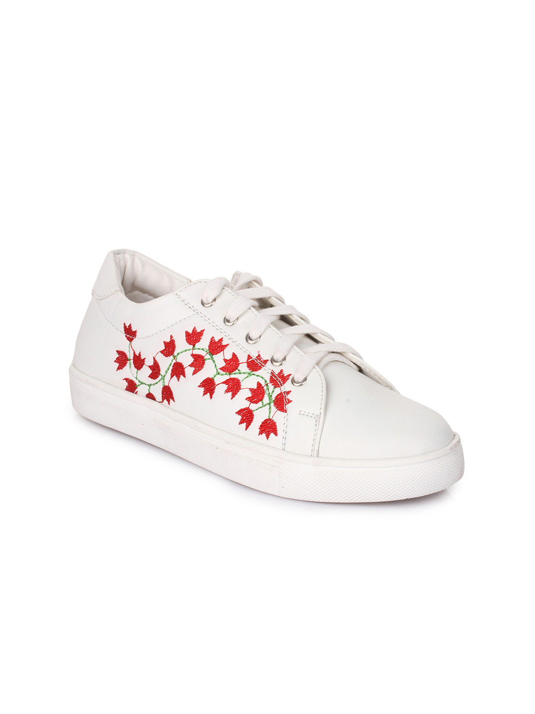 

Bruno Manetti Women White Embroidered Sneakers