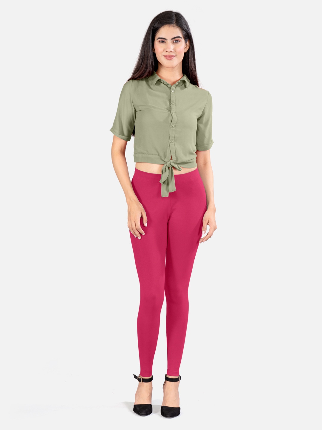 

indian flower 4-way stretch Ankle Length Leggings, Pink
