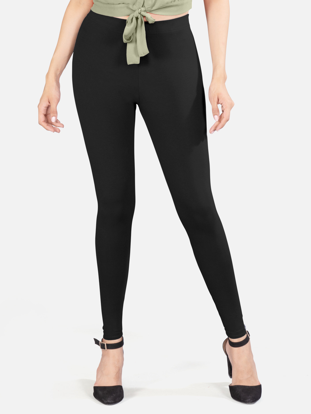 

indian flower 4-way stretch Ankle Length Leggings, Black