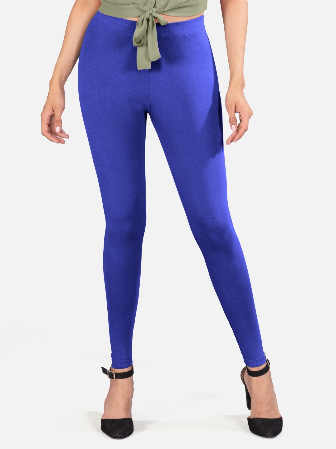 

indian flower 4-way stretch Ankle Length Leggings, Blue