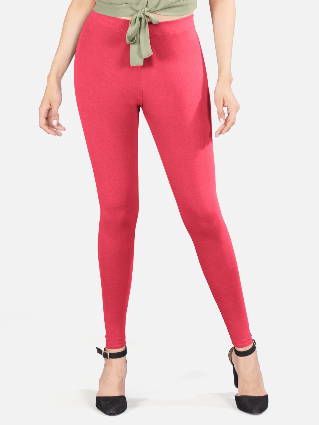 

indian flower 4-way stretch Ankle Length Leggings, Pink