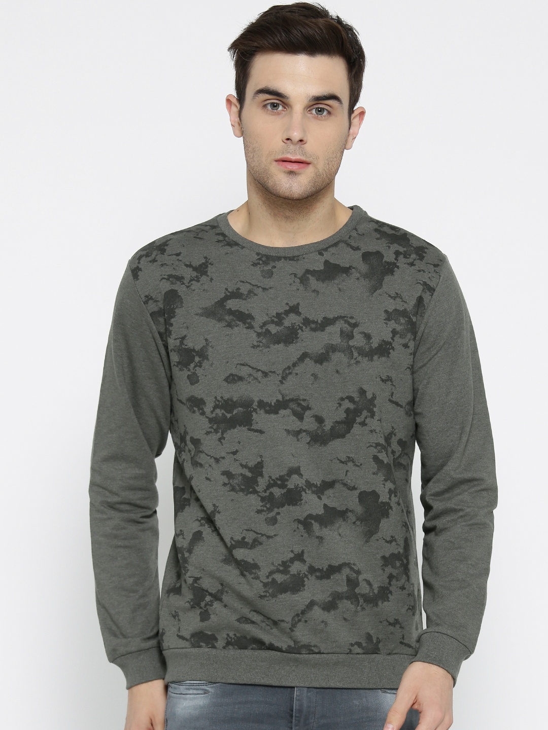 

SF JEANS by Pantaloons Men Olive Green Printed Sweatshirt