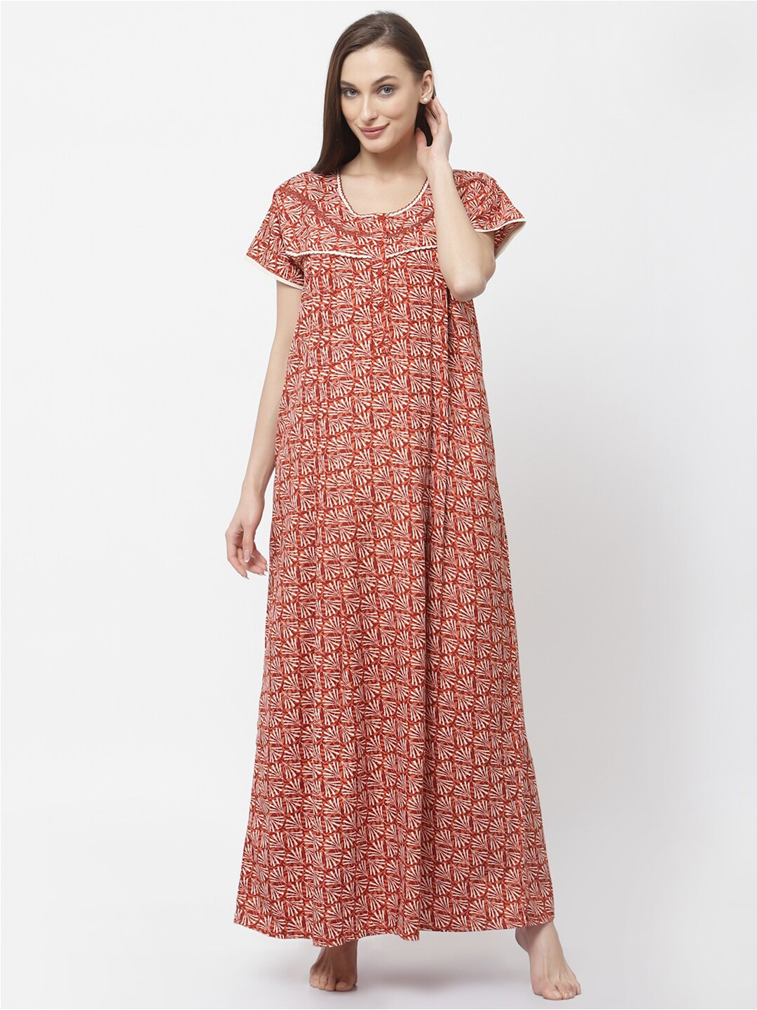 

Sweet Dreams Floral Printed Maxi Nightdress, Rust