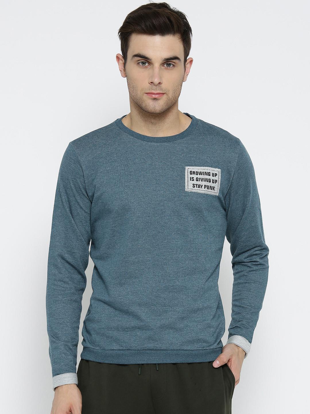 

SF JEANS by Pantaloons Men Blue Solid Sweatshirt