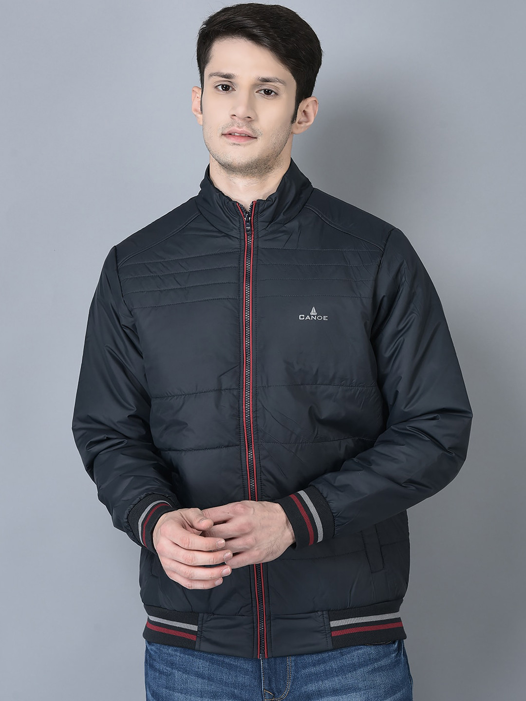 

CANOE Stand Collar Puffer Jacket, Navy blue