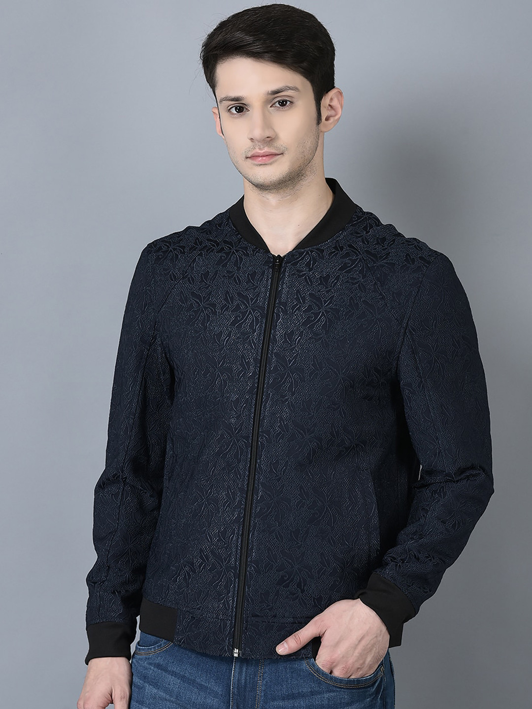 

CANOE Floral Printed Bomber Jacket, Navy blue