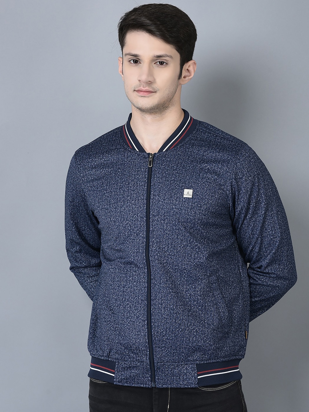 

CANOE Mock Collar Bomber Jacket, Navy blue