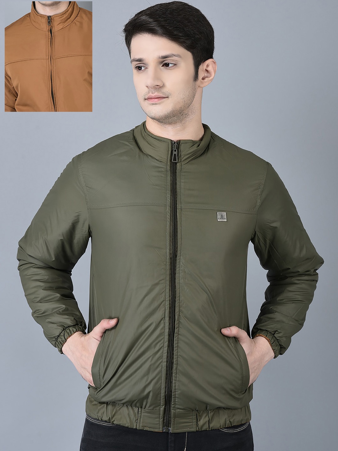 

CANOE Mock Collar Reversible Bomber Jacket, Olive