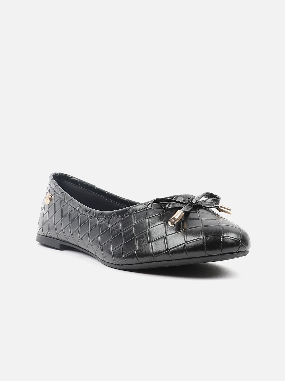 

Carlton London Women Textured Ballerinas With Bows, Black