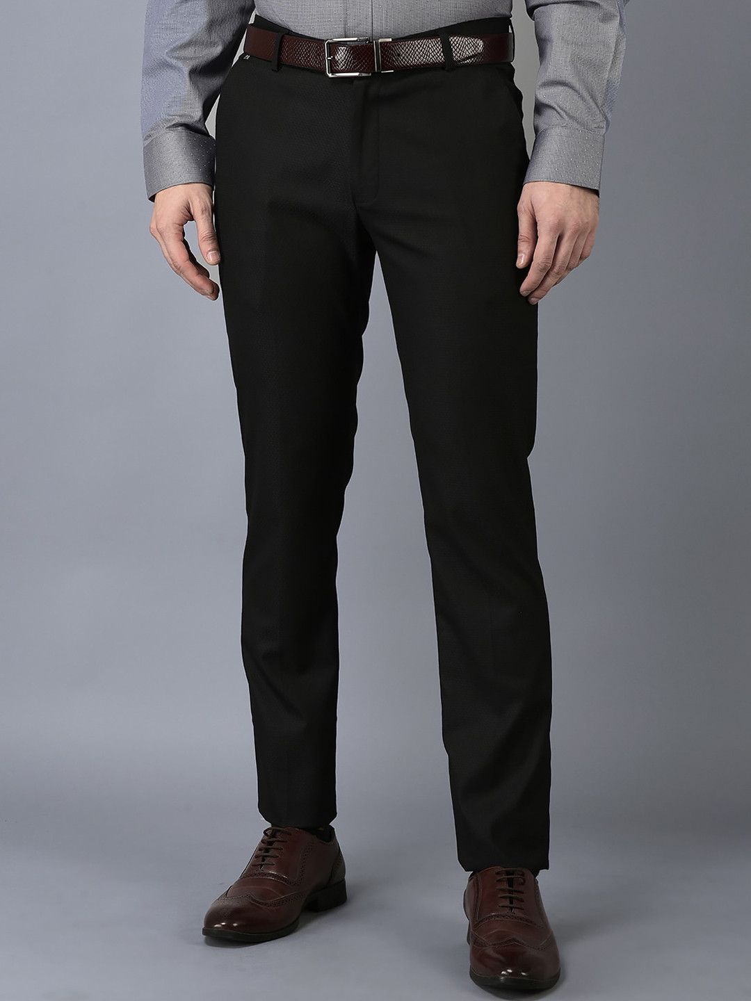 

CANOE Men Smart Easy Wash Formal Trousers, Black