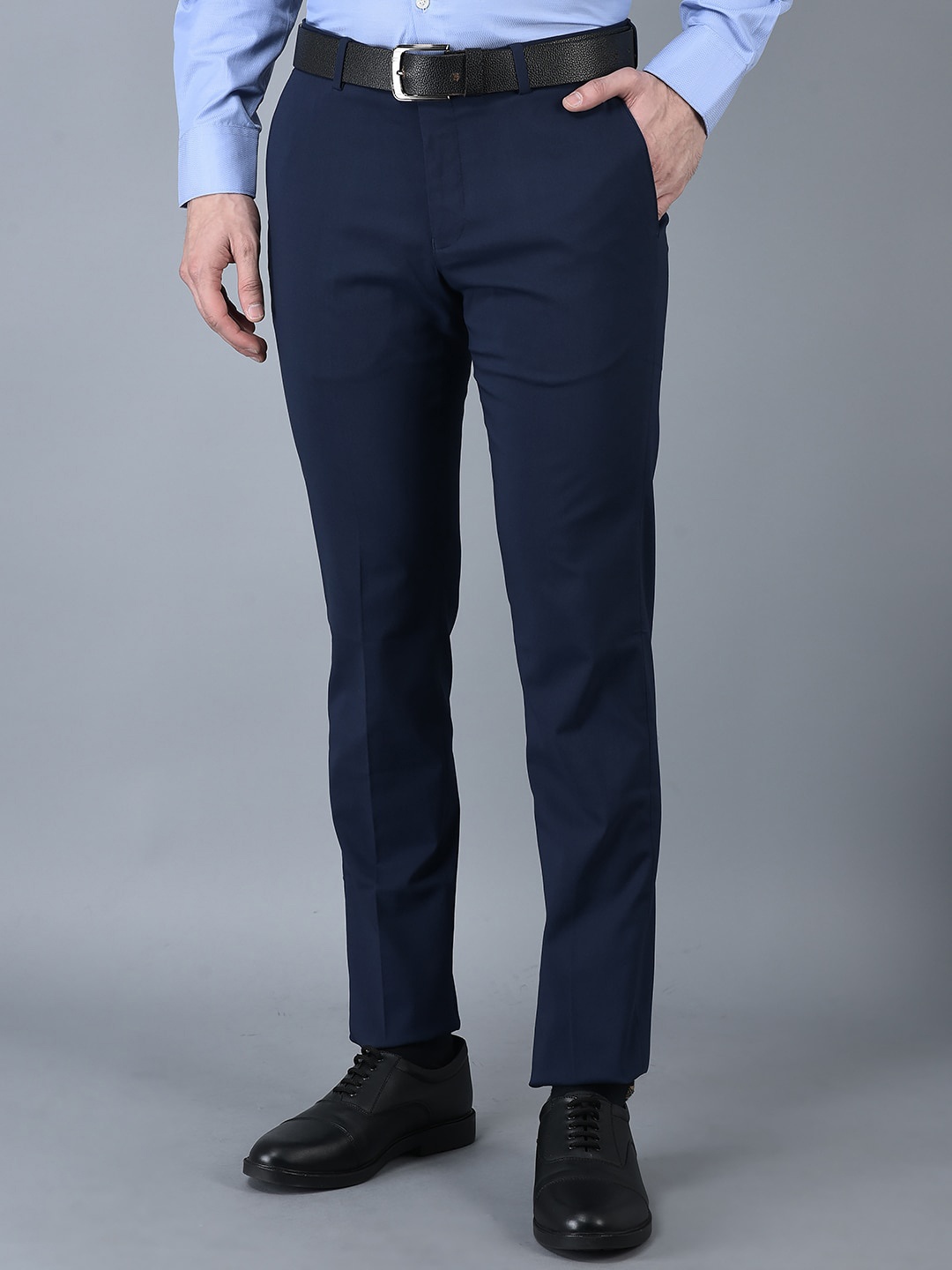 

CANOE Men Smart Easy Wash Formal Trousers, Navy blue