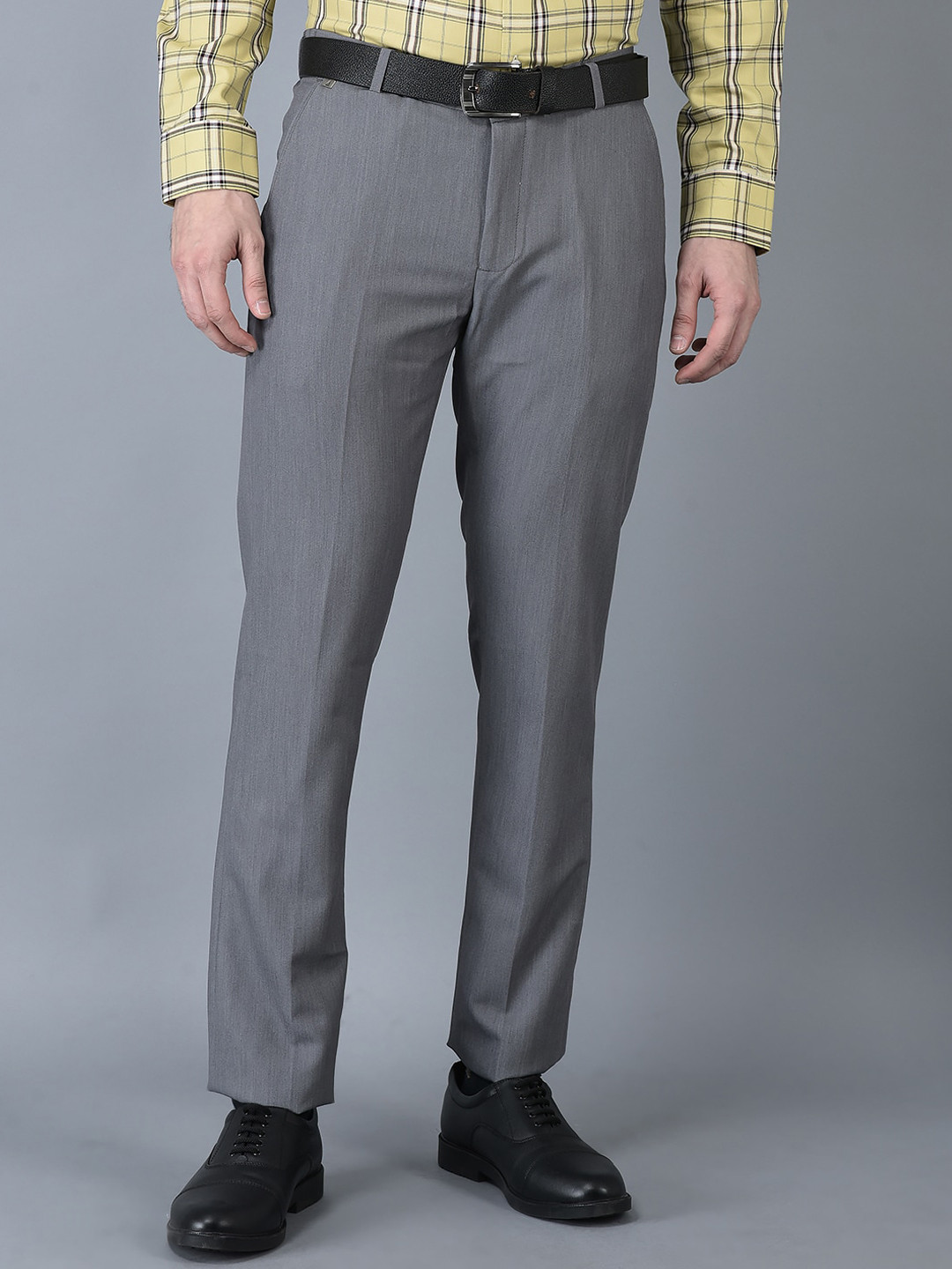 

CANOE Men Smart Easy Wash Formal Trousers, Grey