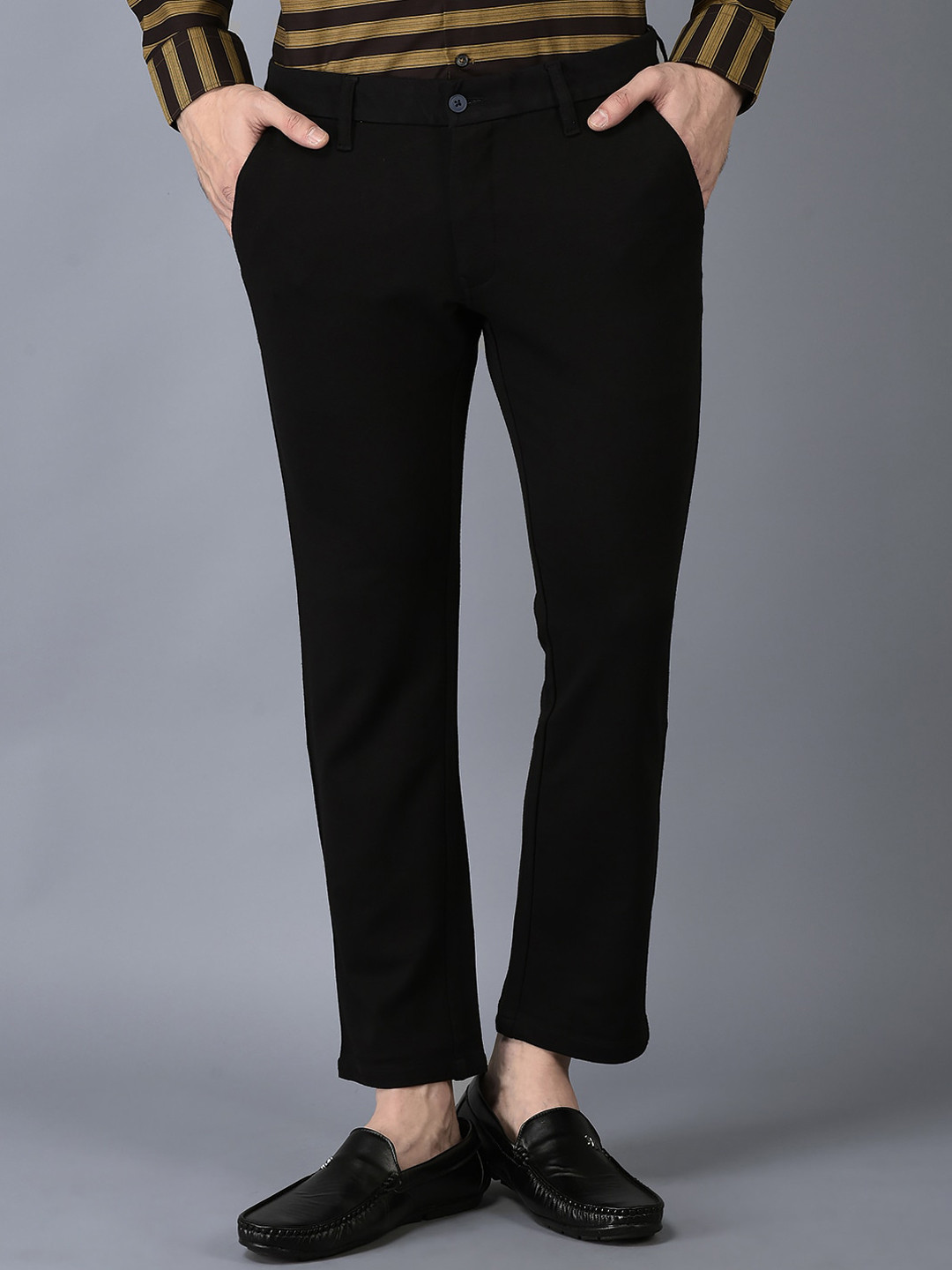 

CANOE Men Smart Easy Wash Casual Trousers, Black