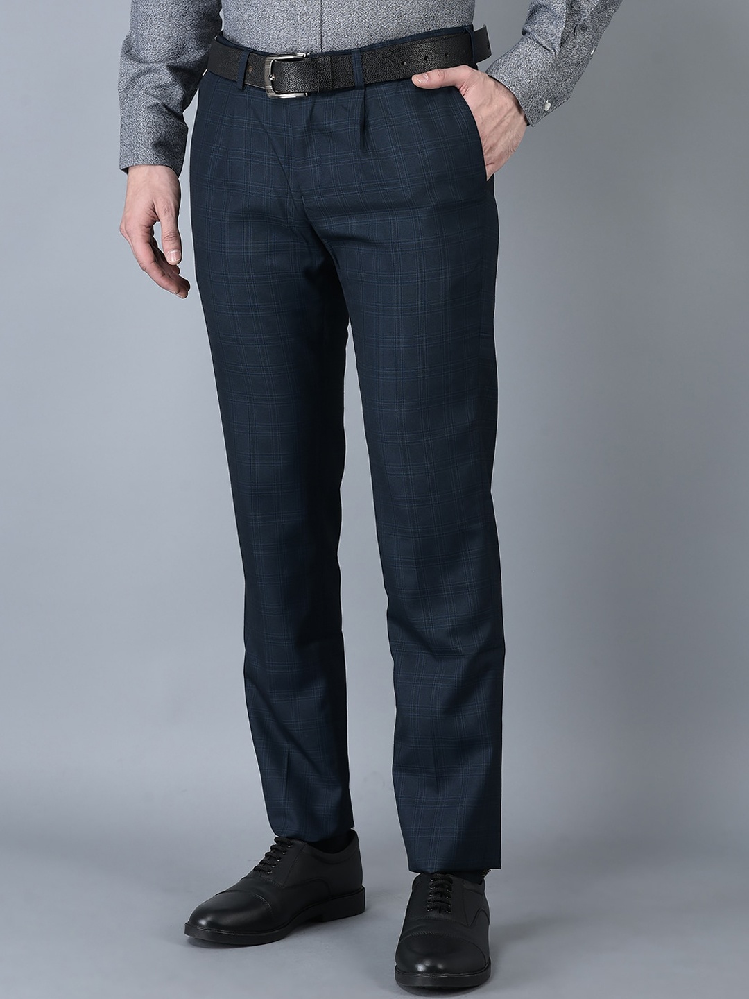 

CANOE Men Smart Easy Wash Formal Trousers, Navy blue