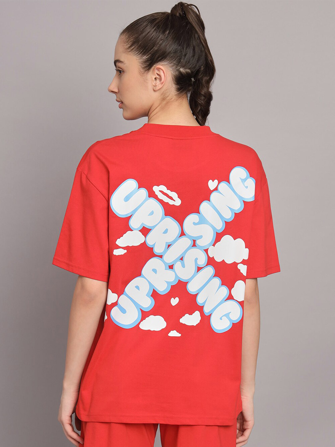 

GRIFFEL Typography Printed Extended Sleeves Cotton T-Shirt, Orange