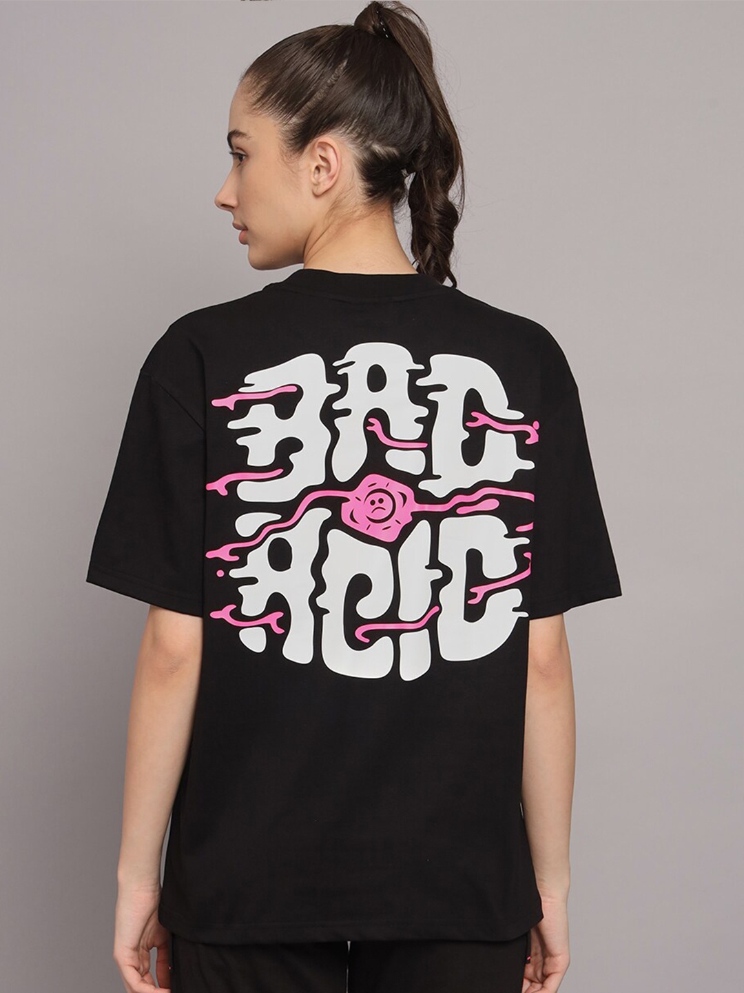 

GRIFFEL Brand Logo Printed Drop-Shoulder Sleeves Loose Fit T-shirt, Black