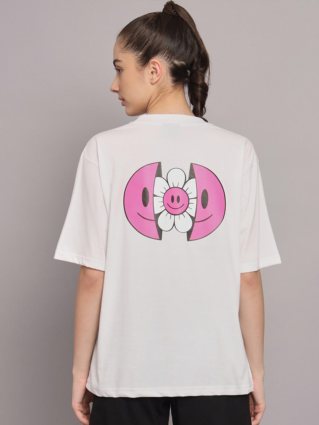 

GRIFFEL Graphic Printed Round Neck Cotton T-shirt, White