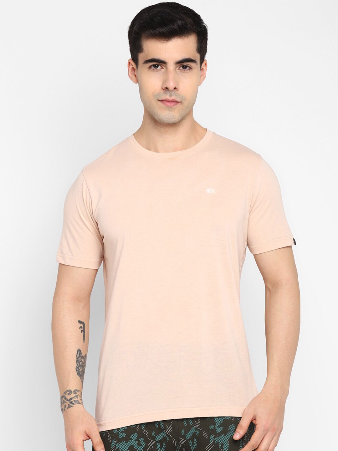 

Allen Cooper Round Neck Cotton T-Shirt, Nude