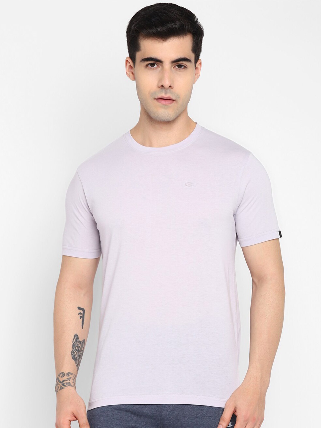 

Allen Cooper Round Neck Cotton T-Shirt, Lavender