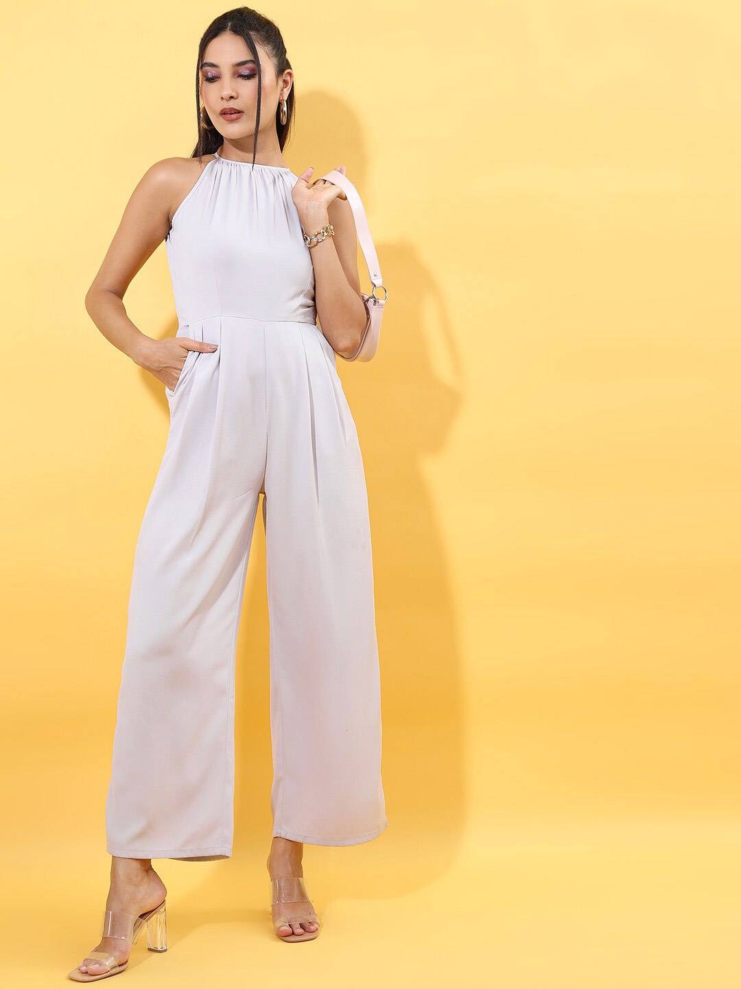 

Tokyo Talkies Halter Neck Basic Jumpsuit, White