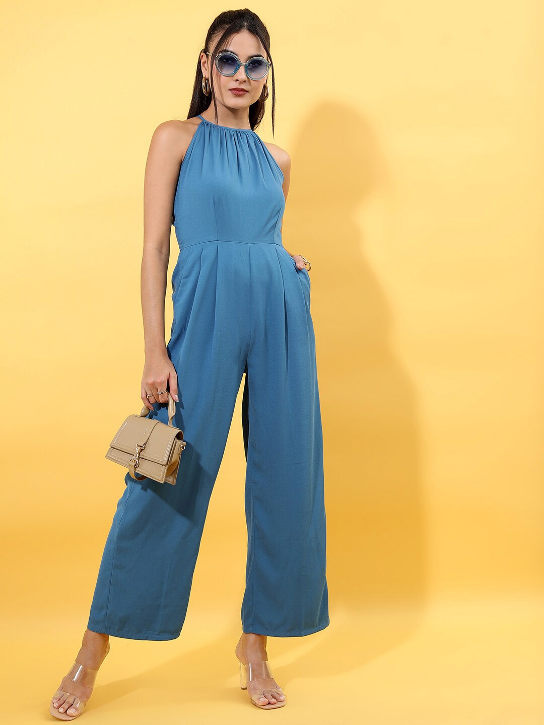 

Tokyo Talkies Halter Neck Basic Jumpsuit, Blue