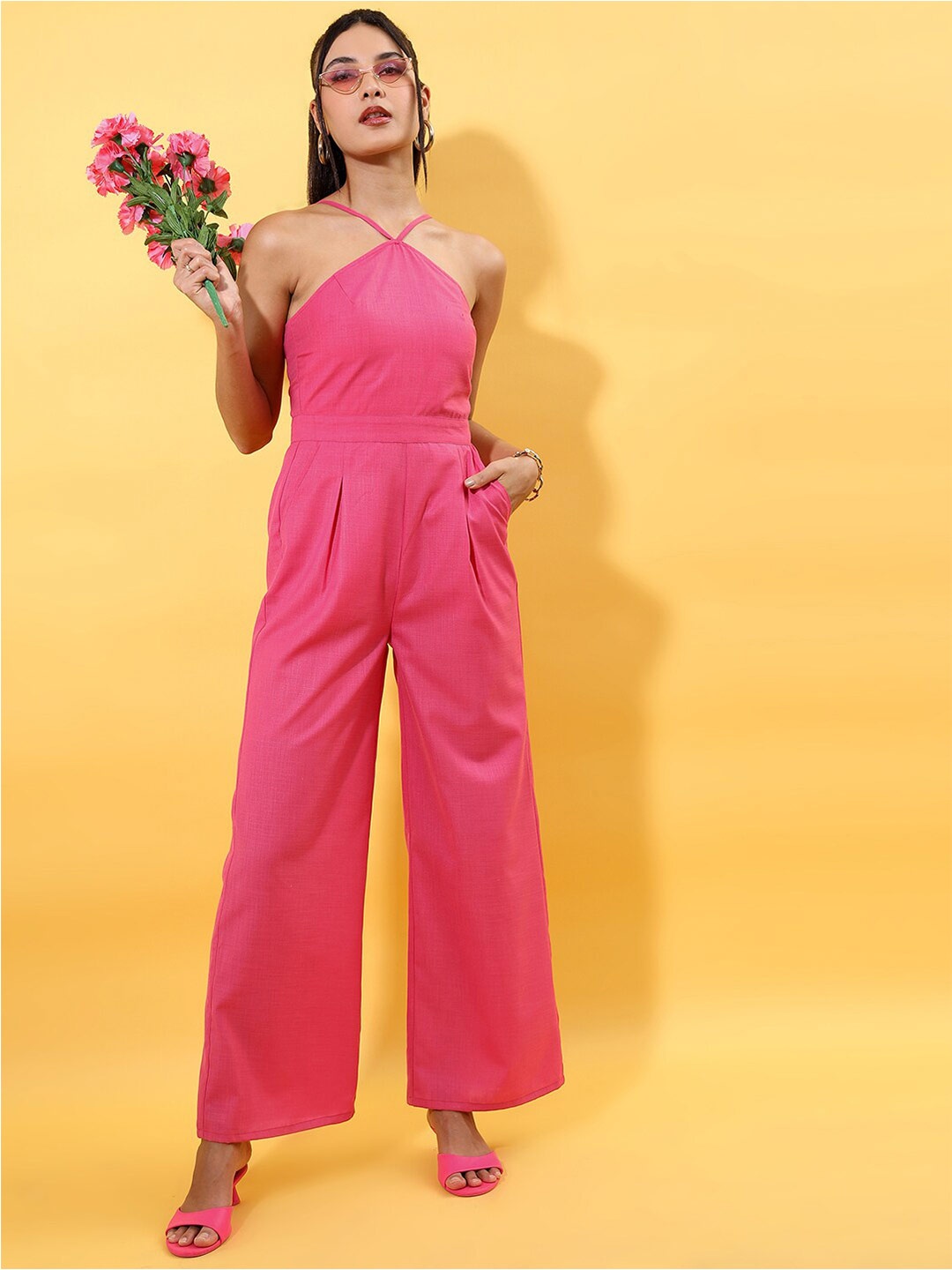 

Tokyo Talkies Halter Neck Basic Jumpsuit, Pink