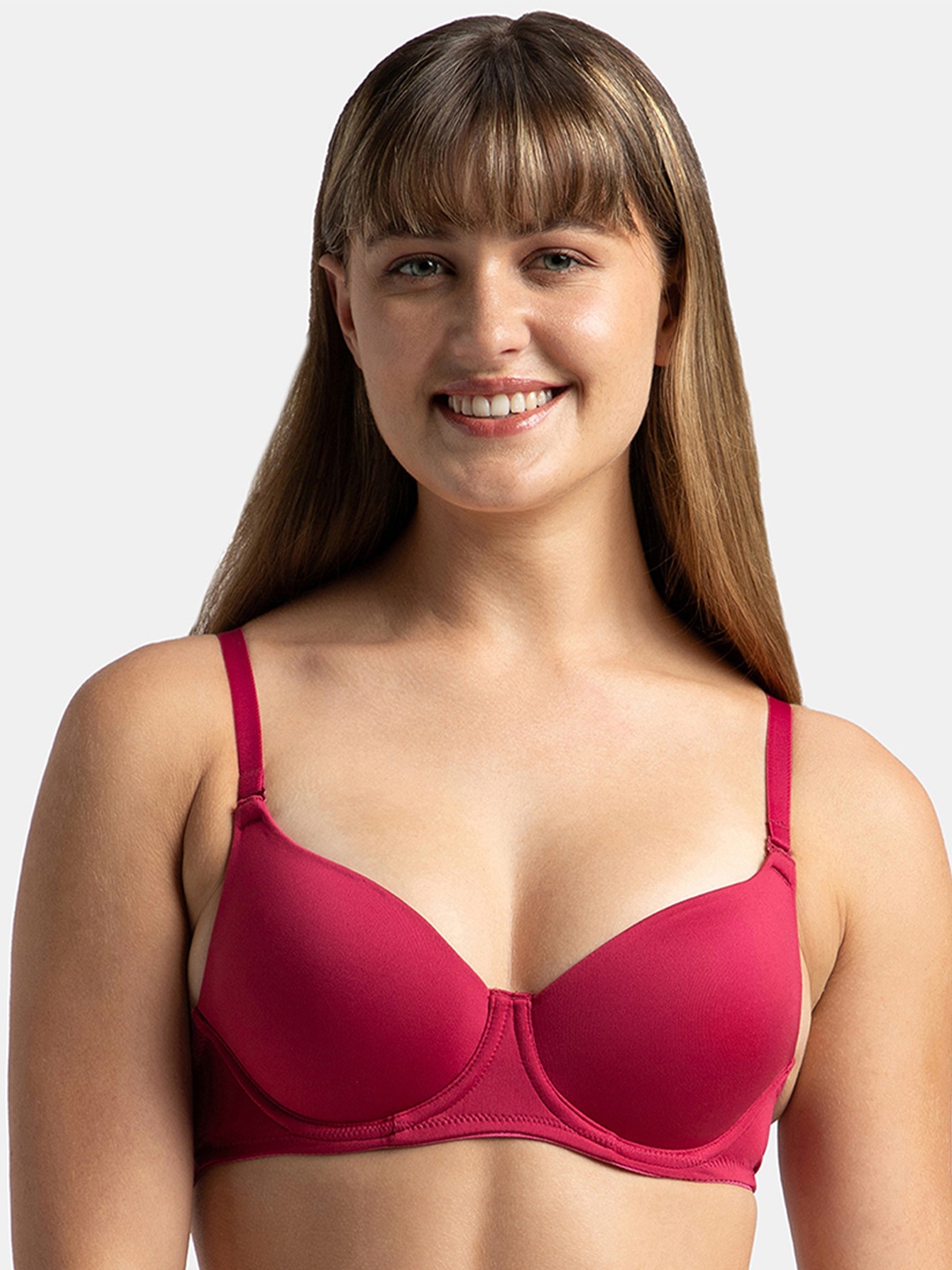 

Jockey Wired Padded Soft Touch Microfiber Medium Coverage Multiway Backless Bra-1832, Red