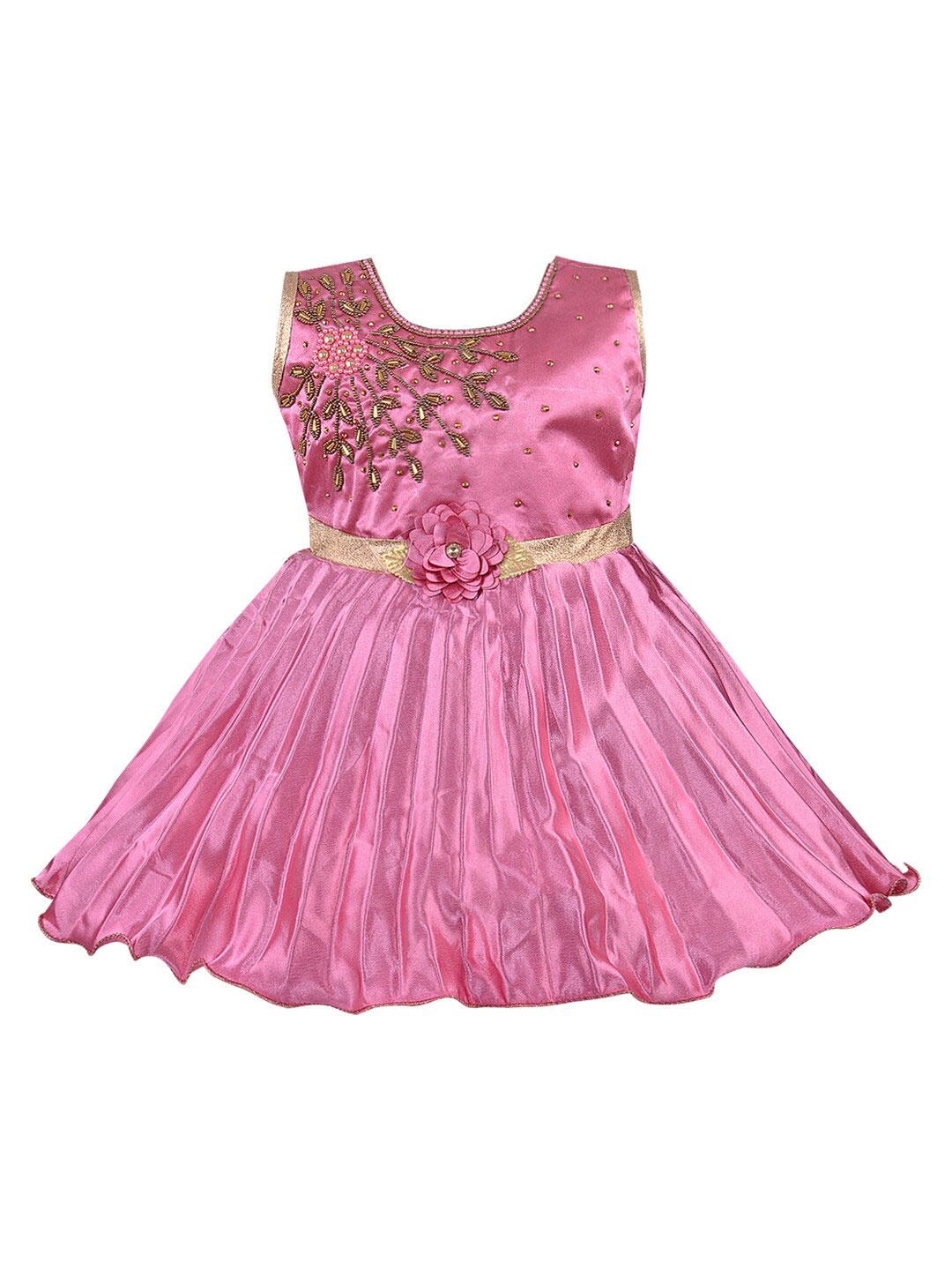 

Wish Karo Girls Embellished Satin Fit & Flare Dress, Pink