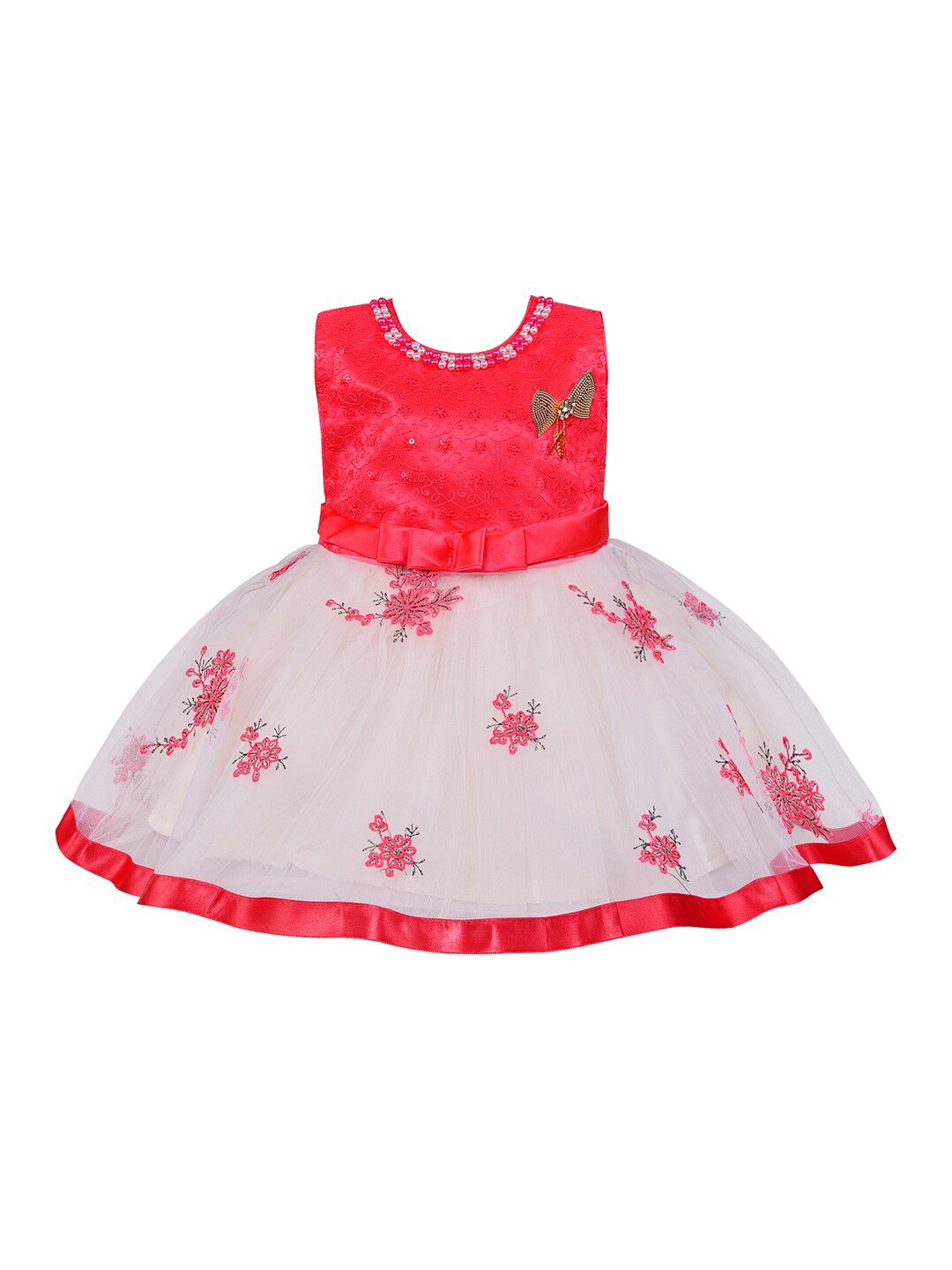 

Wish Karo Girls Floral Net Fit & Flare Dress, Pink