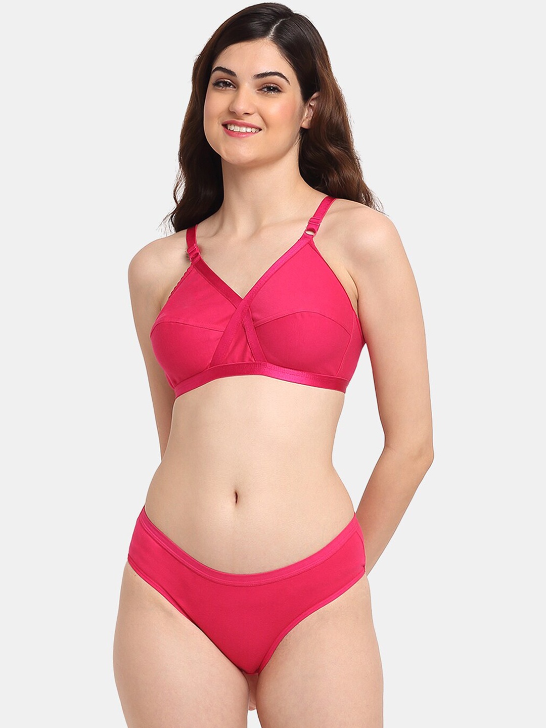 

Friskers Non-Padded Mid Rise Lingerie Set, Pink