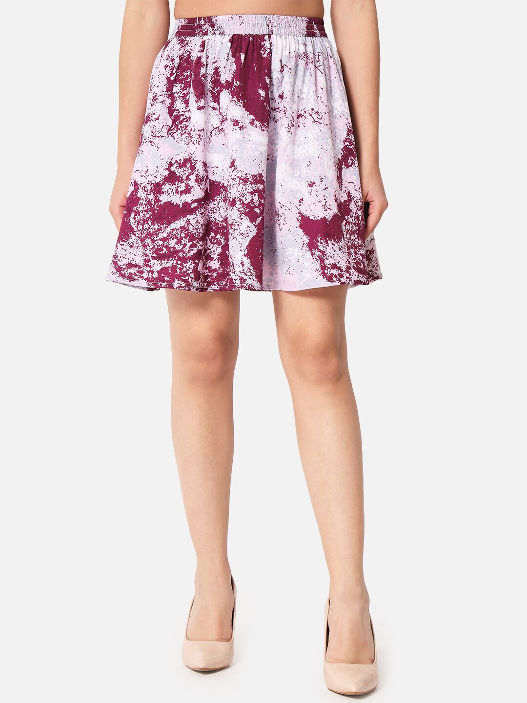 

ALL WAYS YOU Tie & Dye Crepe Flared Skirt, White