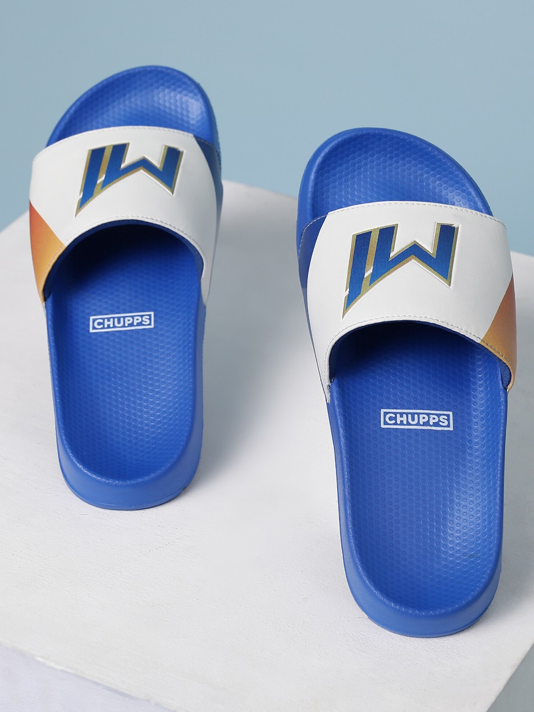 

CHUPPS Unisex Women's Official Mumbai Indians Printed Sliders, Blue