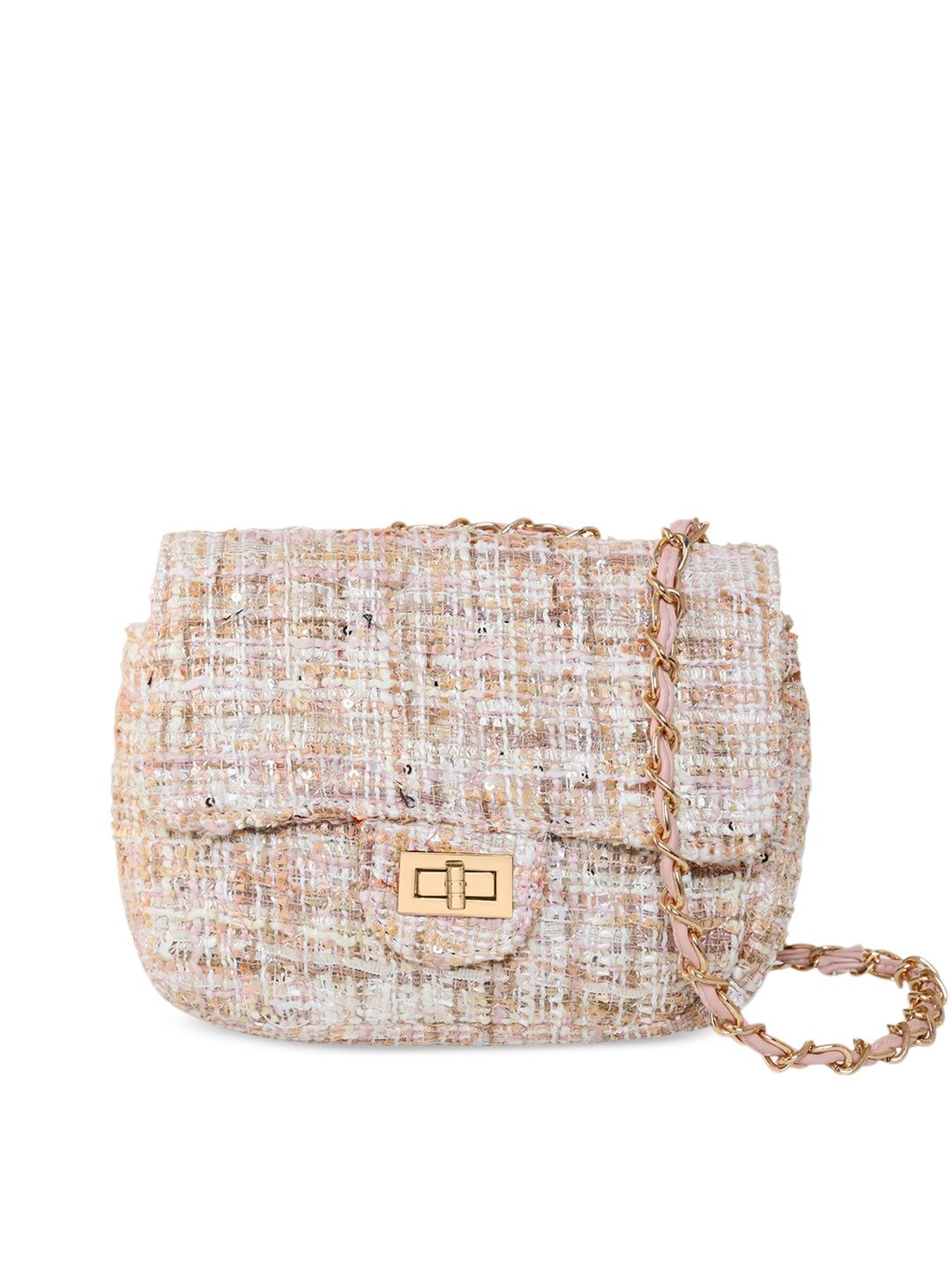 

Accessorize London Women Fabric Woven Boucle Shoulder Sling Bag, Cream