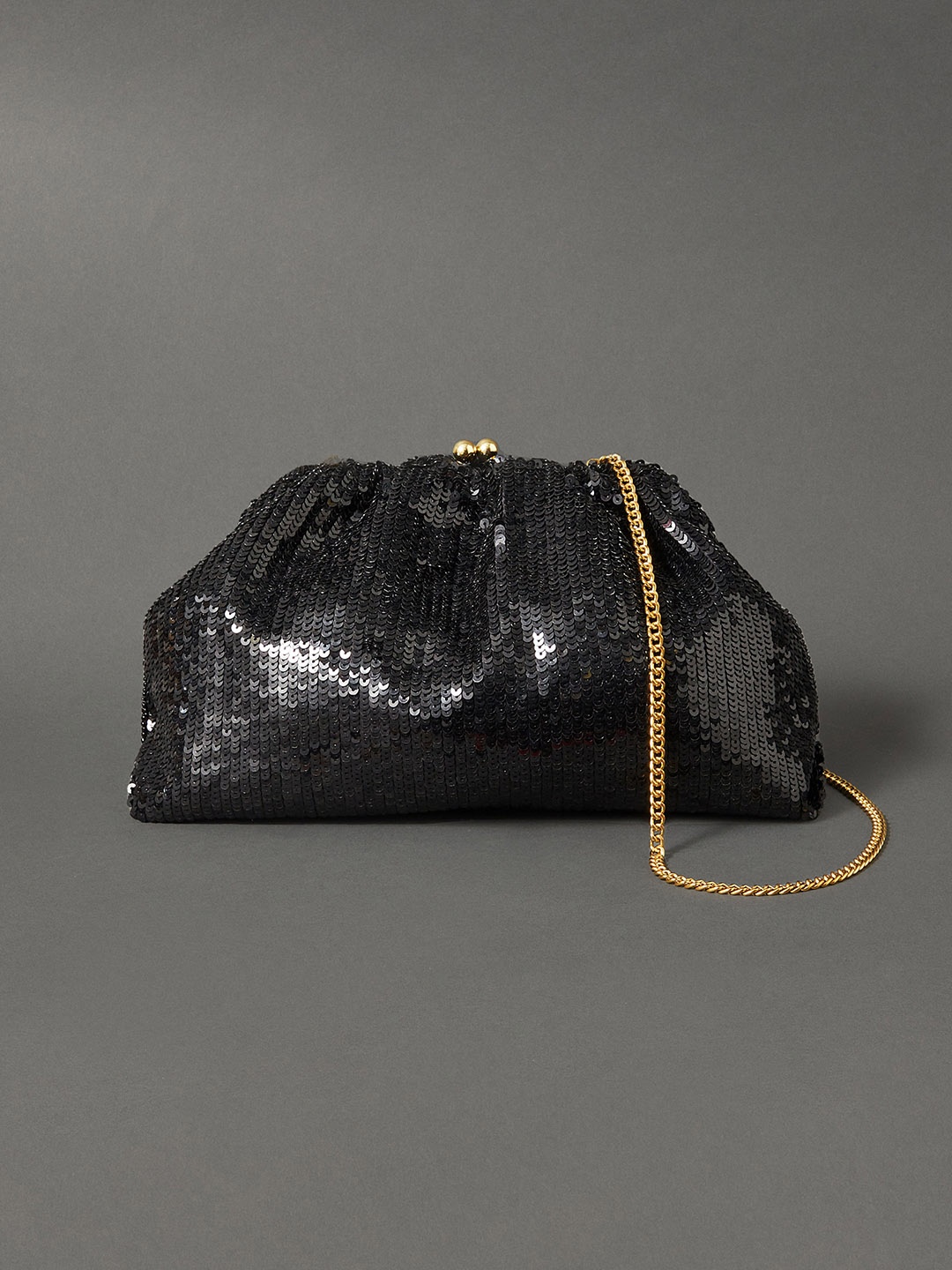 

Accessorize London Women Faux Leather Sasha Sequin Clutch, Black