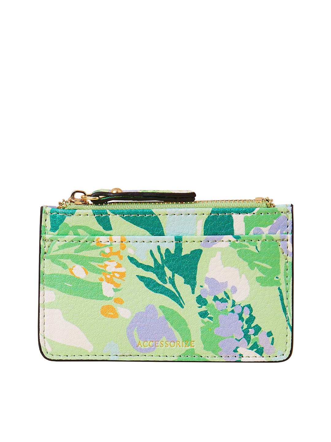 

Accessorize London Women Faux Leather Floral Print Card Holder, Green
