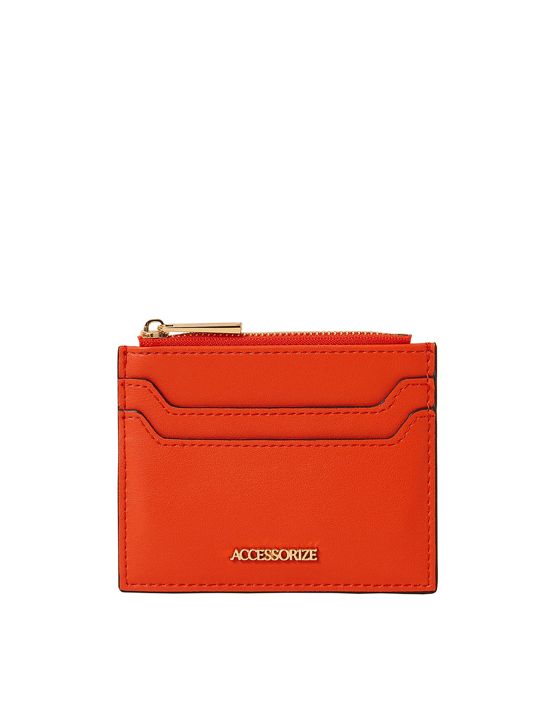 

Accessorize London Women Faux Leather Orange Zip Cardholder