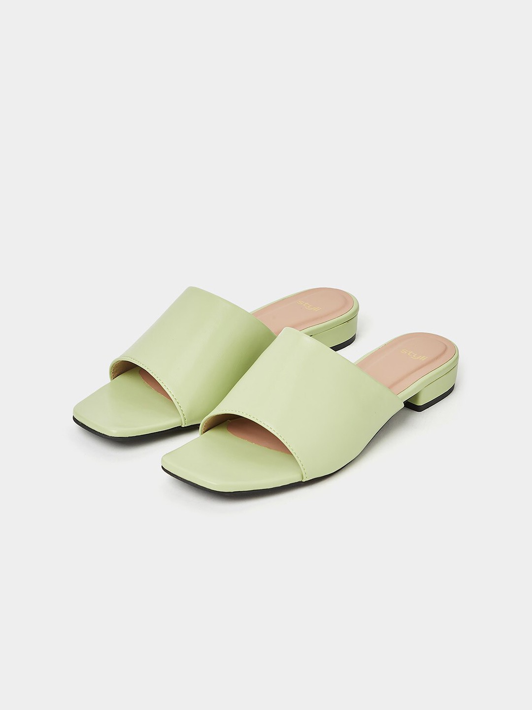 

Styli Women No Back Strap Open Toe Flats, Sea green