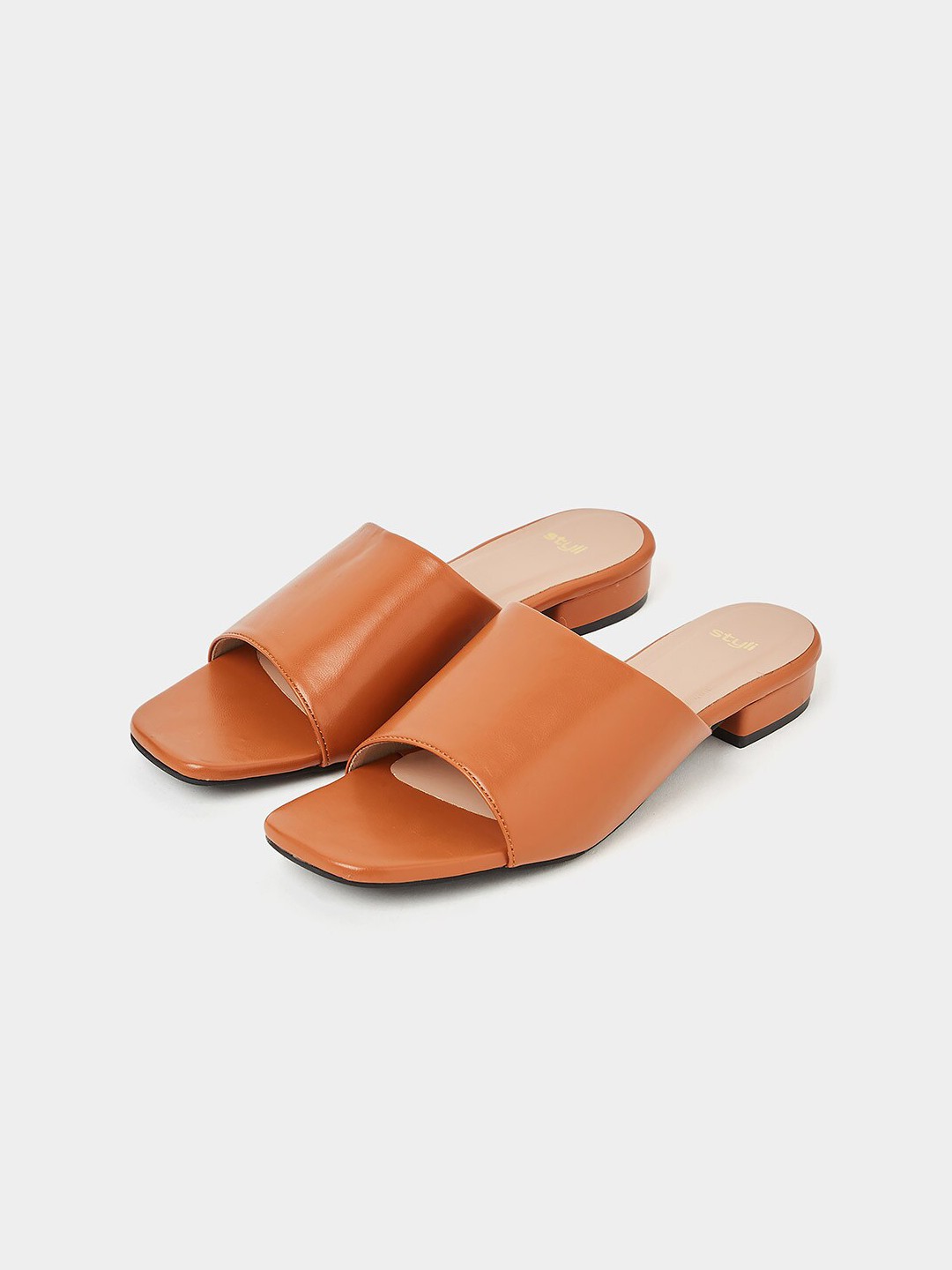 

Styli Women No Back Strap Open Toe Flats, Rust