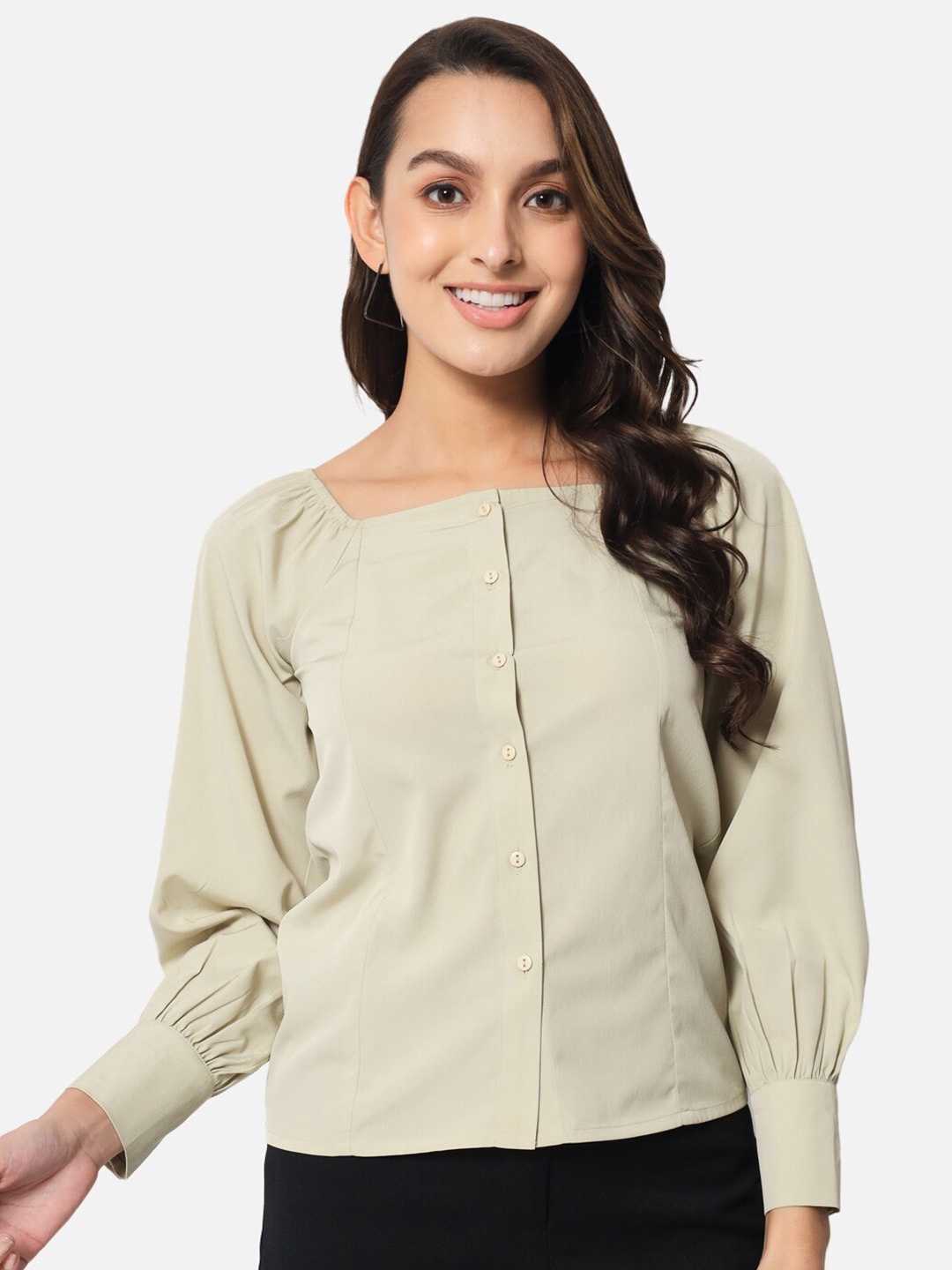 

ALL WAYS YOU Square Neck Shirt Style Top, Green