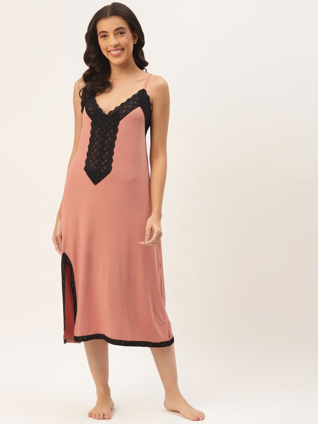 

Ms.Lingies V Neck Lace Up Detail Nightdress, Peach