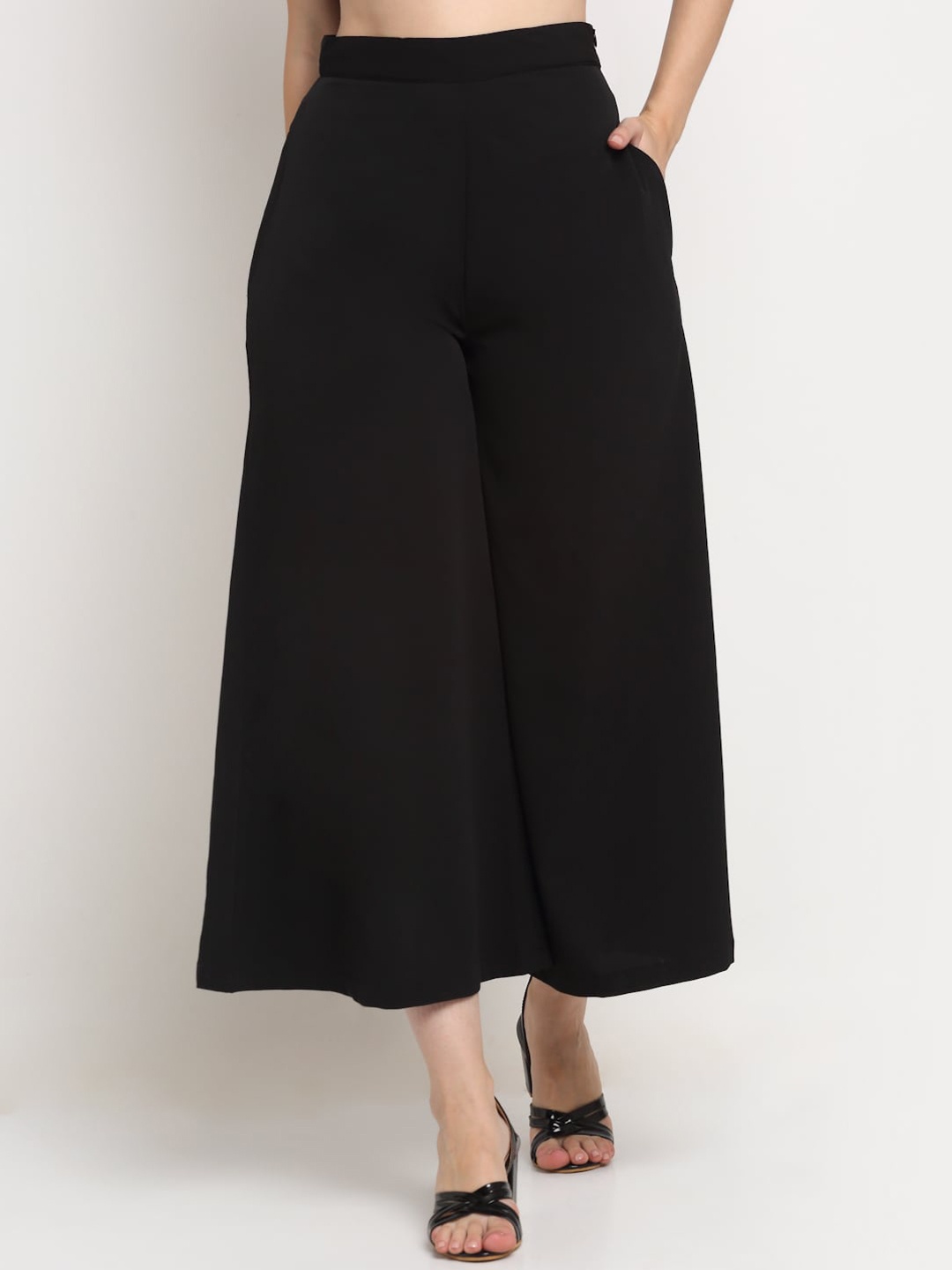 

SiaVira Women High-Rise Flared Cropped Culottes Trousers, Black