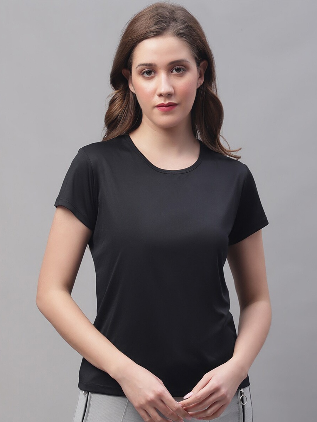 

Friskers Women Round Neck Short Sleeves T-shirt, Black
