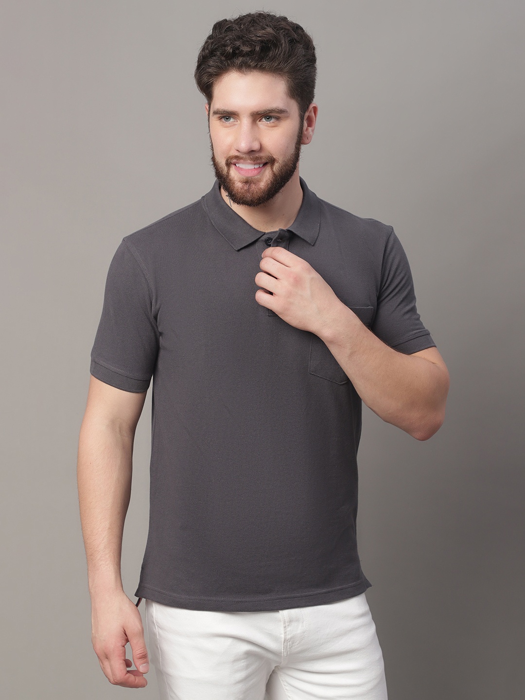 

Friskers Polo Collar Short Sleeves T-shirt, Grey