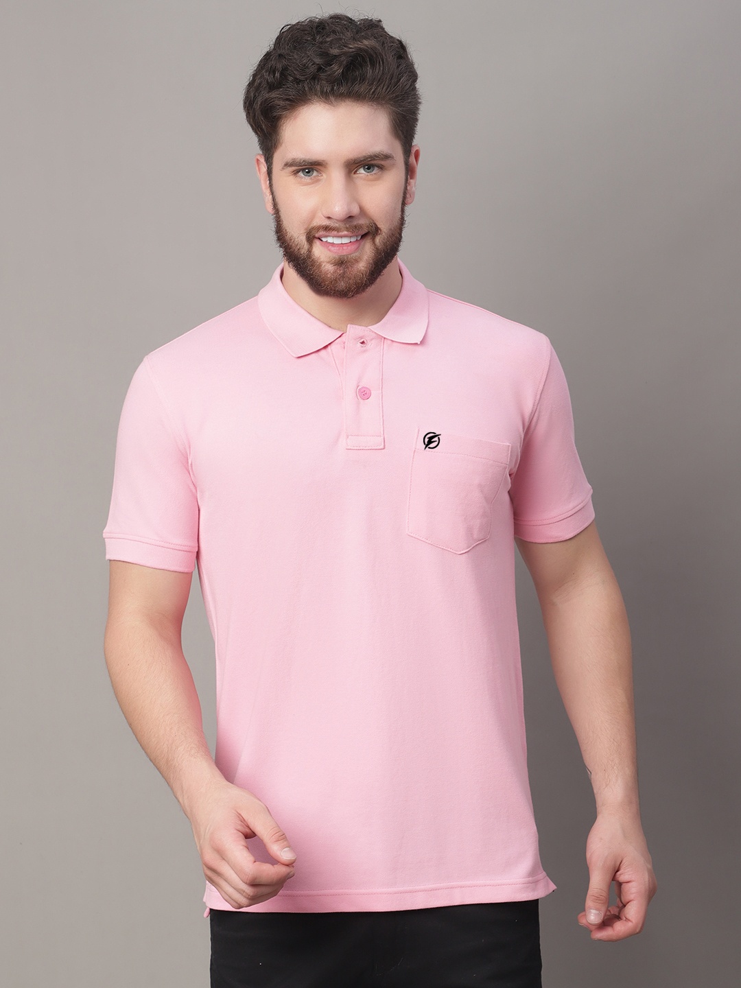 

Friskers Polo Collar Casual T-shirt With Pocket, Pink