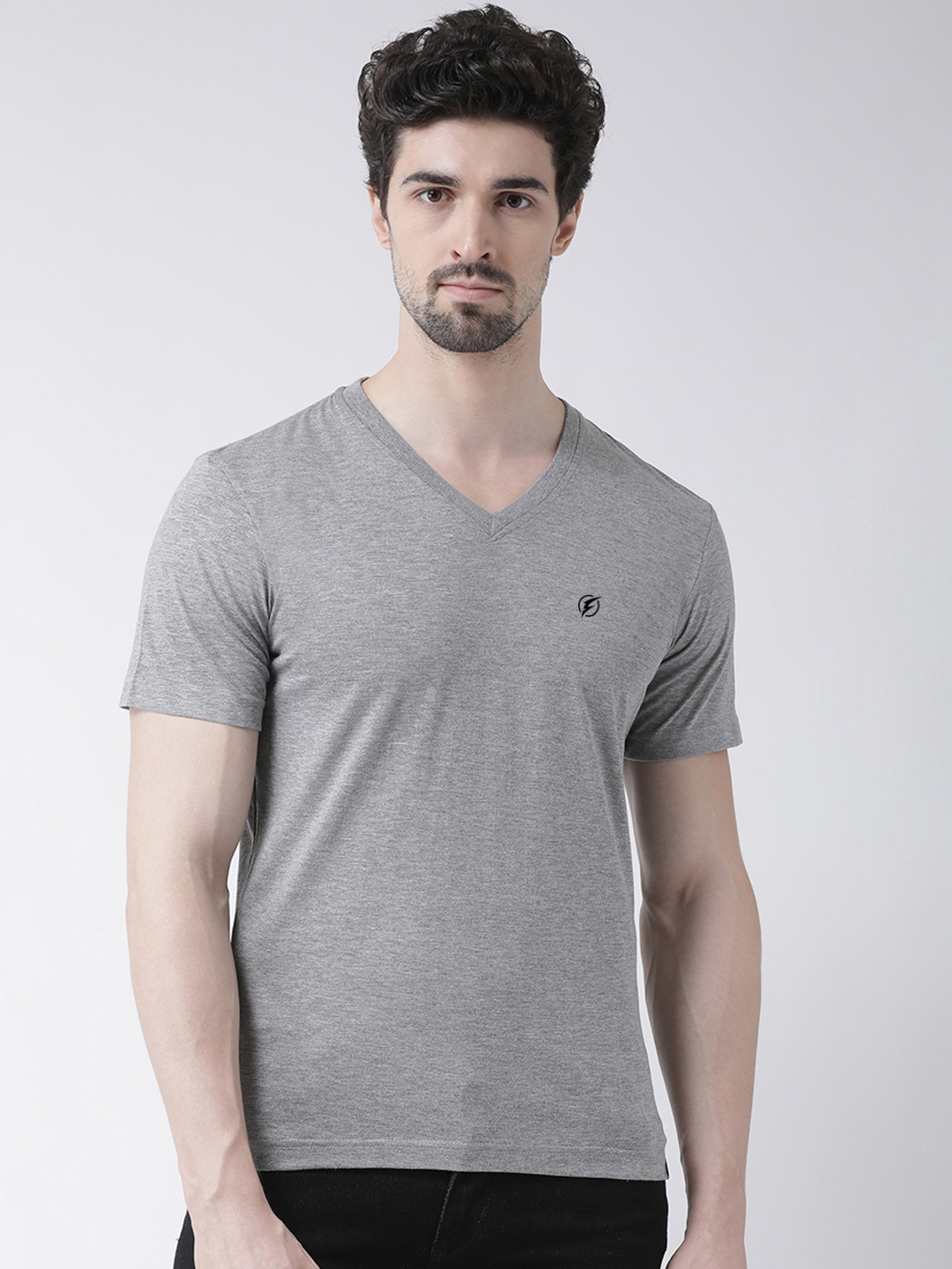 

Friskers V Neck Cotton T-shirt, Grey