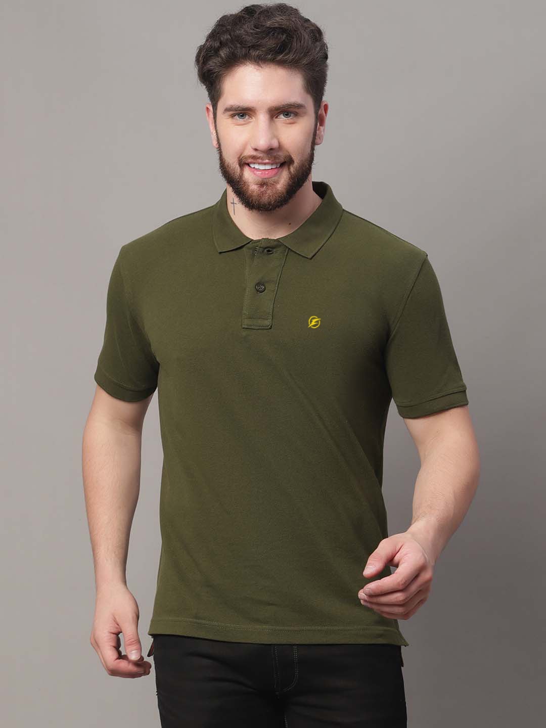 

Friskers Polo Collar Short Sleeves Casual T-shirt, Olive