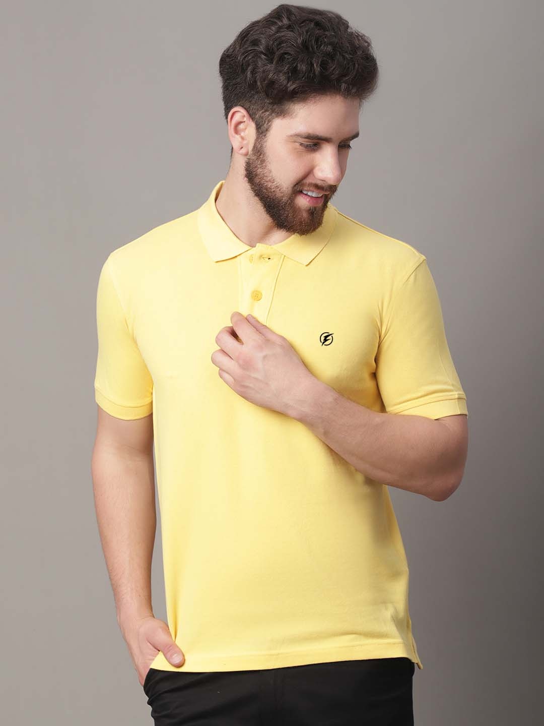 

Friskers Men Polo Collar Short Sleeves T-shirt, Yellow