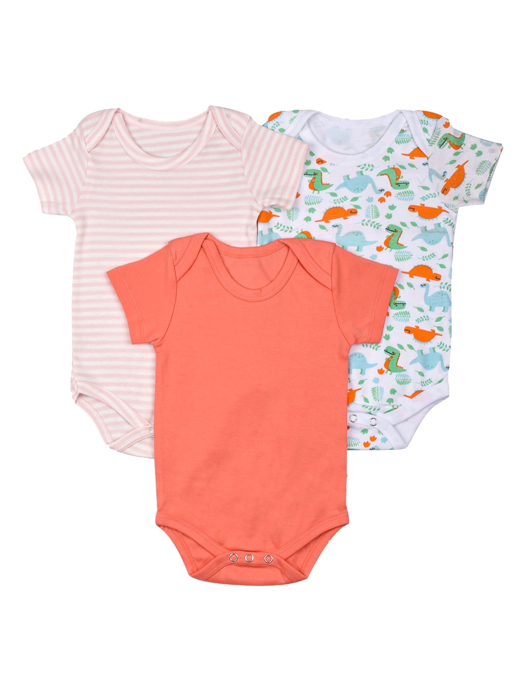 

Moms Home Infant Kids Pack Of 3 Organic Cotton Half Sleeves Bodysuits, White